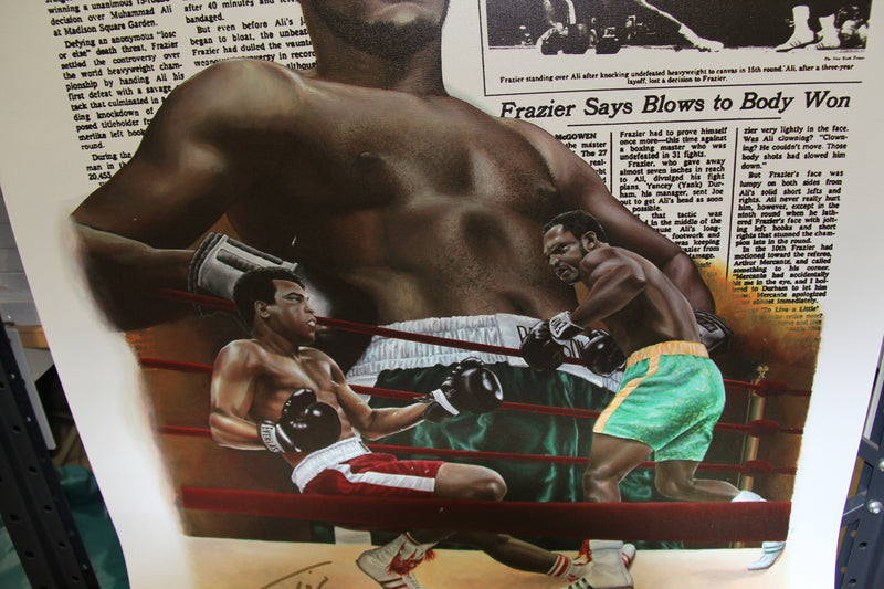 Load image into Gallery viewer, Muhammad Ali Personally Signed Canvas Giclee Plus Bonus Frazier Signed Vinyl
