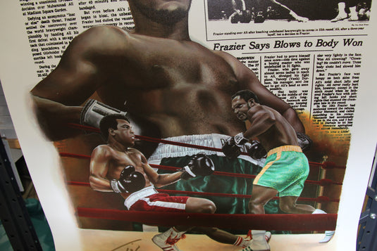 Muhammad Ali Personally Signed Canvas Giclee Plus Bonus Frazier Signed Vinyl