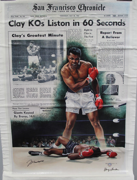 Muhammad Ali Personally Signed Canvas Giclee Plus Bonus Frazier Signed Vinyl