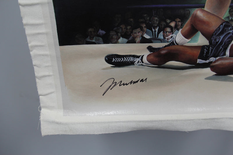 Load image into Gallery viewer, Muhammad Ali Personally Signed Canvas Giclee Plus Bonus Frazier Signed Vinyl
