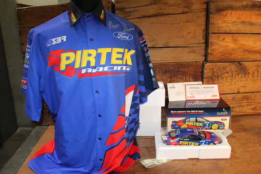 Marcos Ambrose Personally Signed Official Shirt + 2005 BA Falcon 1:18