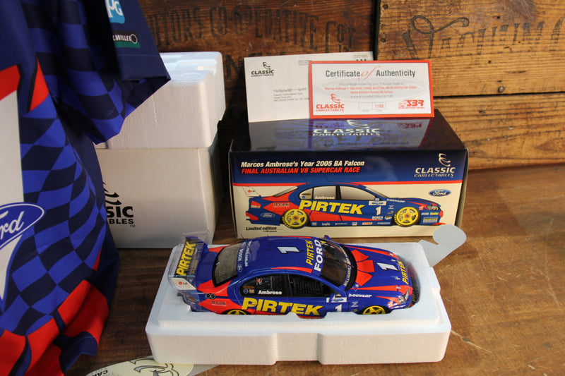 Load image into Gallery viewer, Marcos Ambrose Personally Signed Official Shirt + 2005 BA Falcon 1:18
