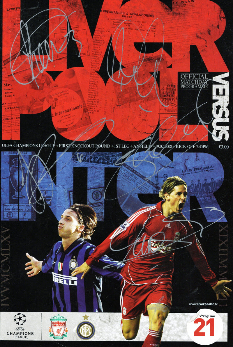 Load image into Gallery viewer, Liverpool FC 2008 Champions League Program Signed by 5
