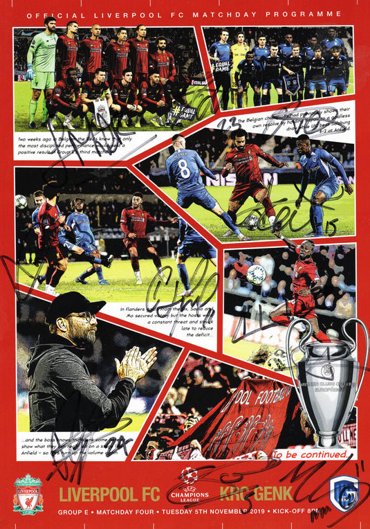 Liverpool FC 2019 Champions League Program Personally Signed by 10