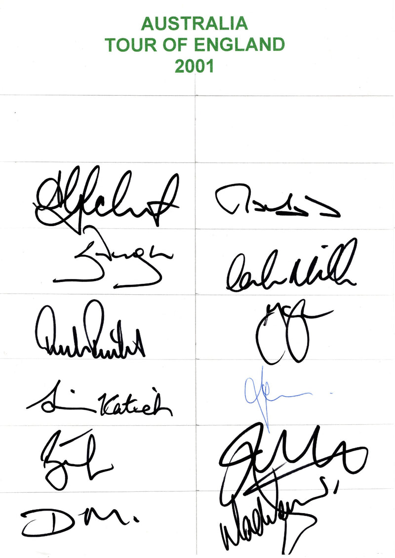Load image into Gallery viewer, Australia Ashes 2001 Player Signed Teamsheet
