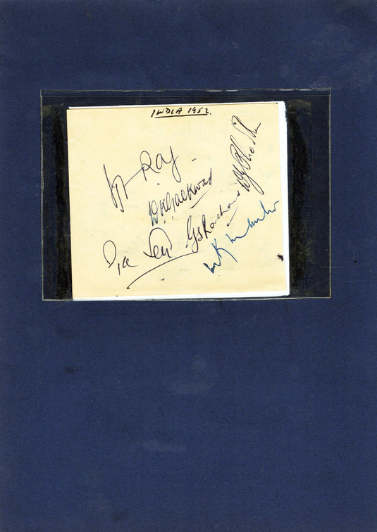 India 1952 Tour of England Team Signed Autograph Page