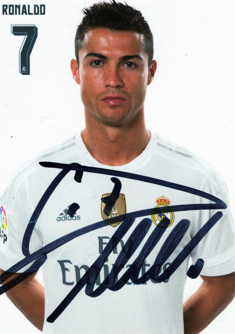 Load image into Gallery viewer, Cristiano Ronaldo Real Madrid Personally Signed CR Postcard
