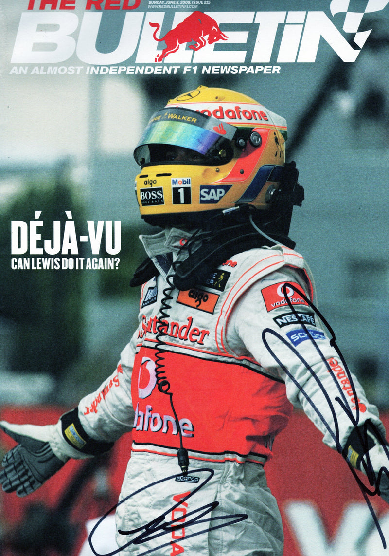 Load image into Gallery viewer, Lewis Hamilton &amp; Jensen Button Personally Signed "The Red Bulletin" 2008
