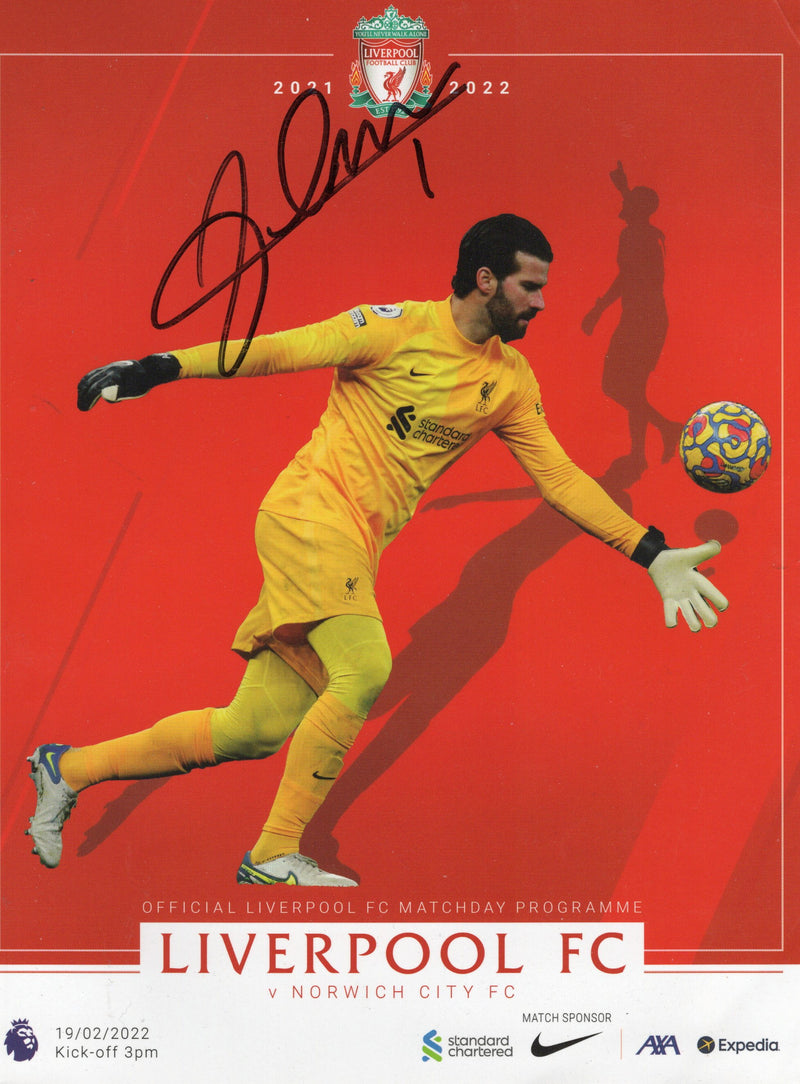 Load image into Gallery viewer, Alisson Becker &amp; Mohamed Salah Personally Signed Liverpool Program Pages
