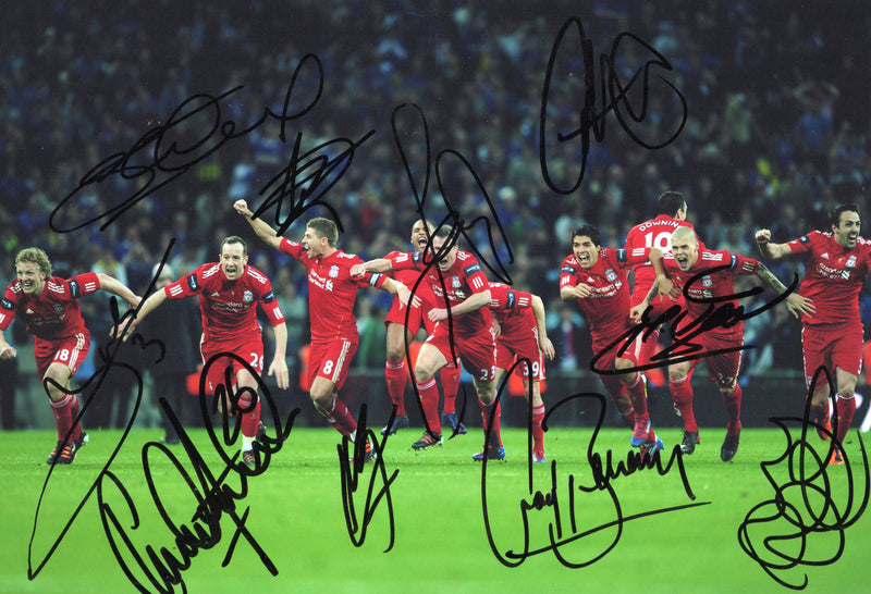 Load image into Gallery viewer, Liverpool FC - 2012 Carling Cup Champions - Personally signed by 10 Incl Gerrard, Suarez
