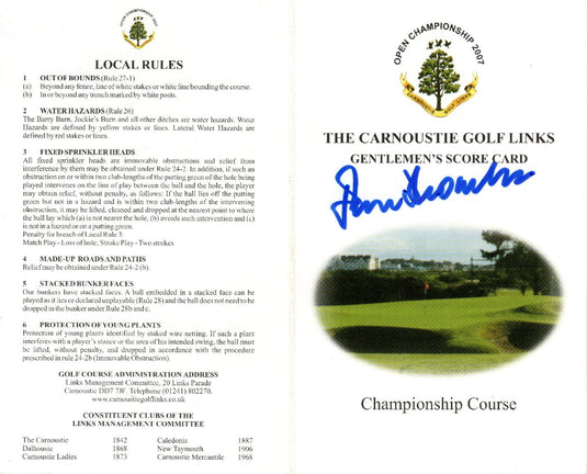 British Open Champions - Scorecards Personally Signed by Thomson, Faldo, Jacklin