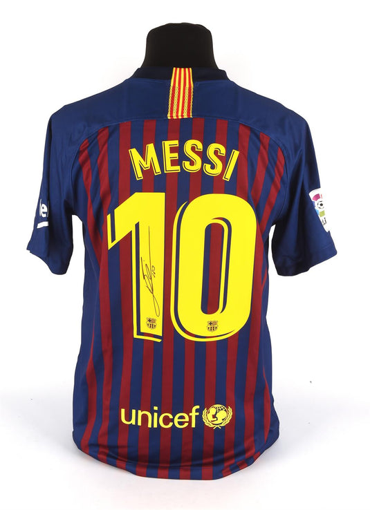 Lionel Messi Personally Signed Barcelona Jersey with Icons UK COA