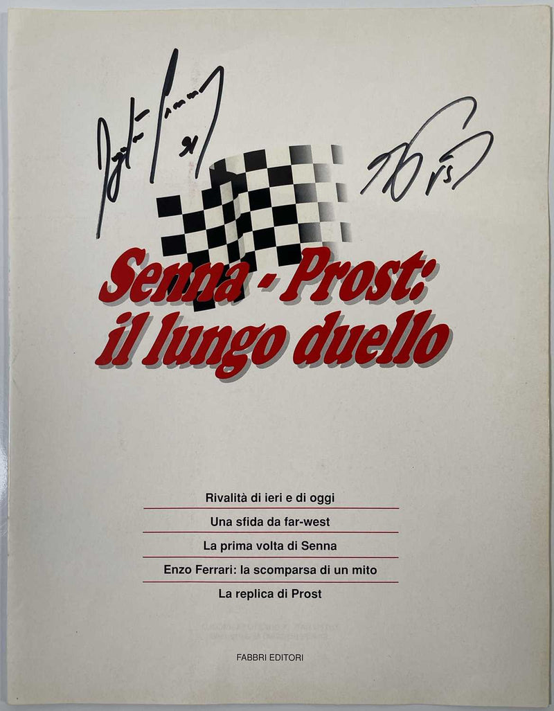 Load image into Gallery viewer, Ayrton Senna and Alain Prost Personally Signed "Duello" Cover Page - Rare
